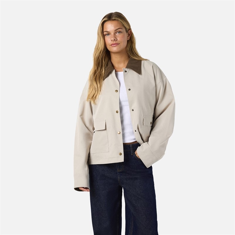 Noisy May Womens Nora Corduroy Collar Jacket Silver Lining