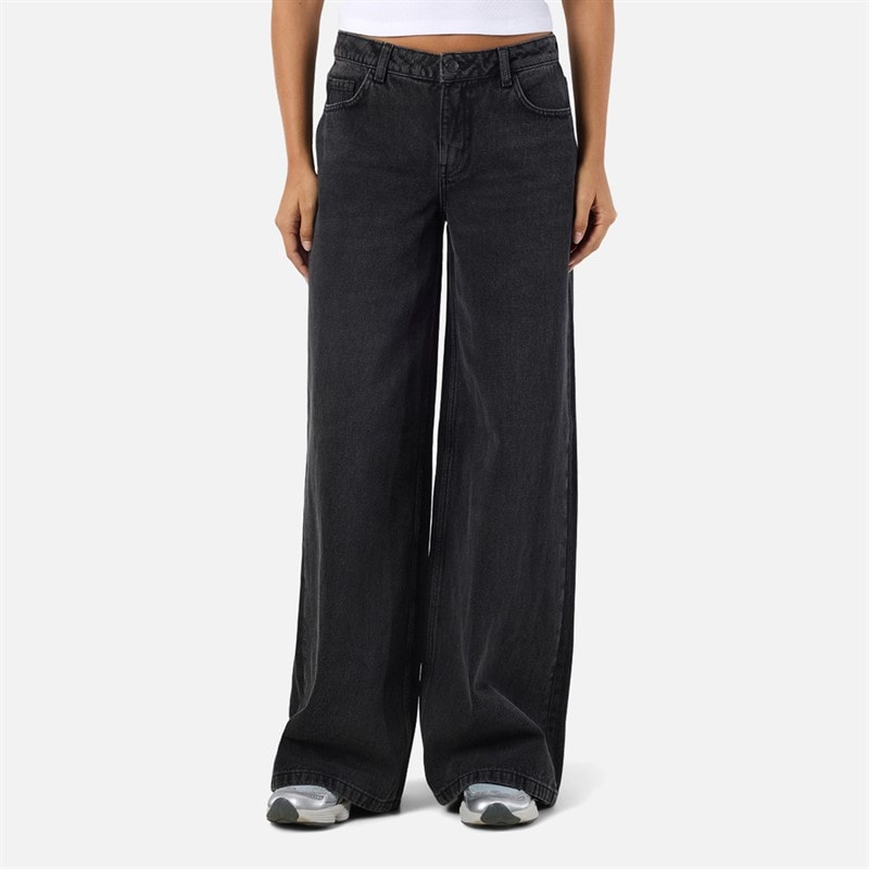 Noisy May Womens Kettie Wide Leg Jeans Black Denim