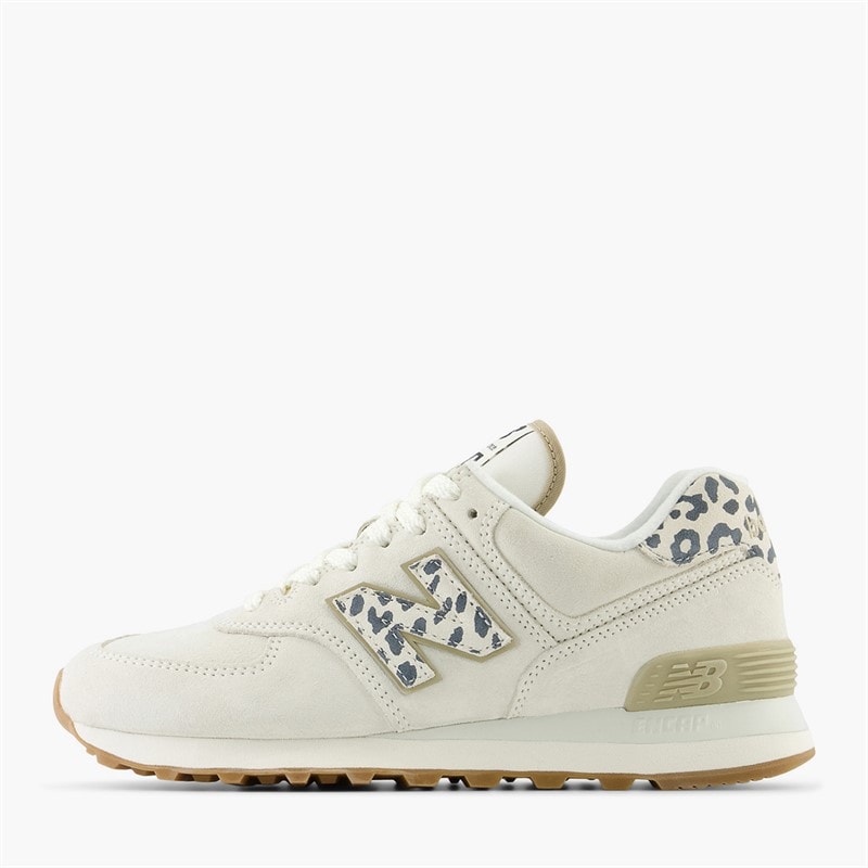 New Balance Womens 574 Trainers Sea Salt/Leopard/Gum