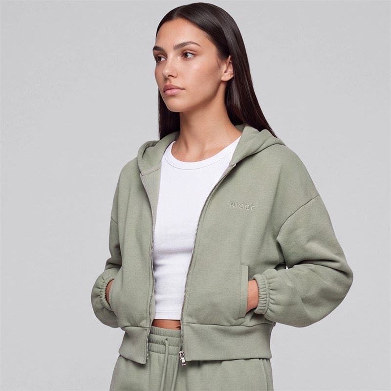 NICCE Womens Valencia Cropped Zip Through Hoodie Sage
