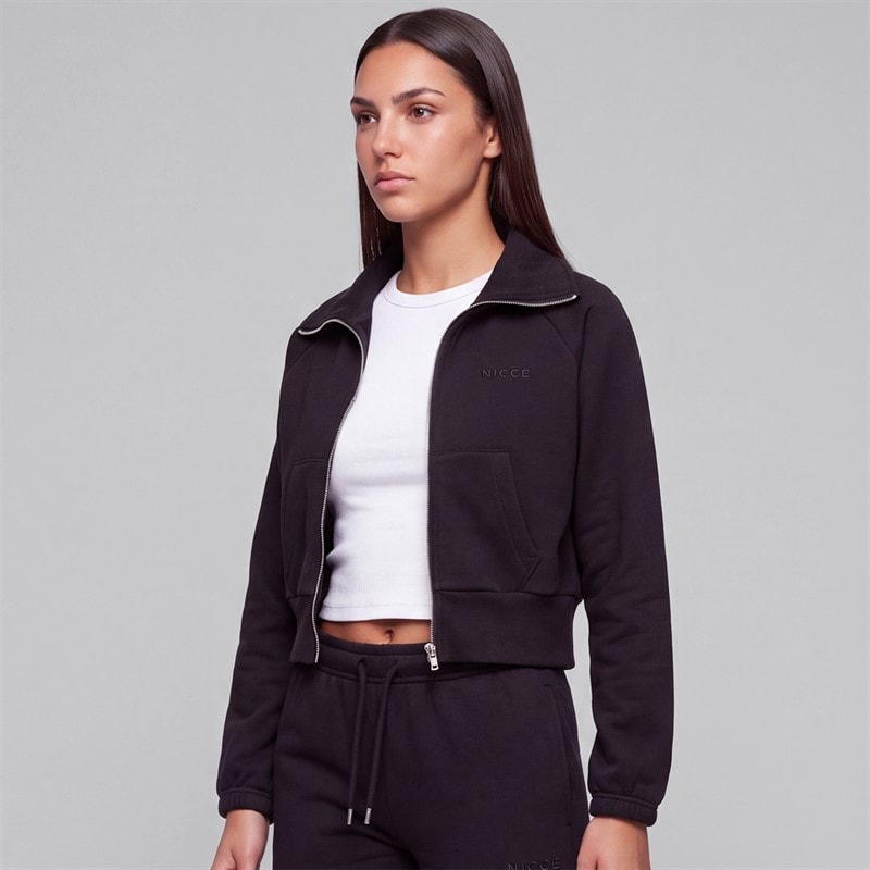 NICCE Womens Quintessa Cropped Zip Through Sweatshirt Black