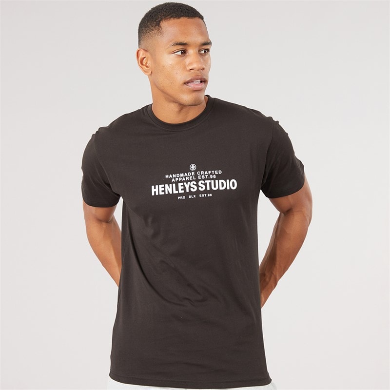 Henleys Mens Stackers T-Shirt Black