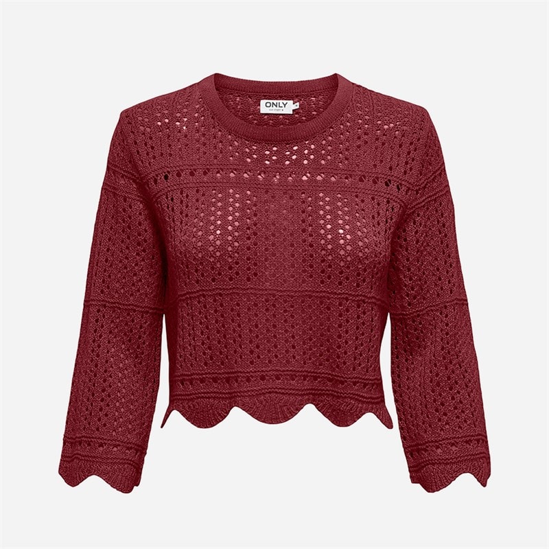 Only Womens Dortmund 3/4 Sleeve Knitwear Top Cabernet