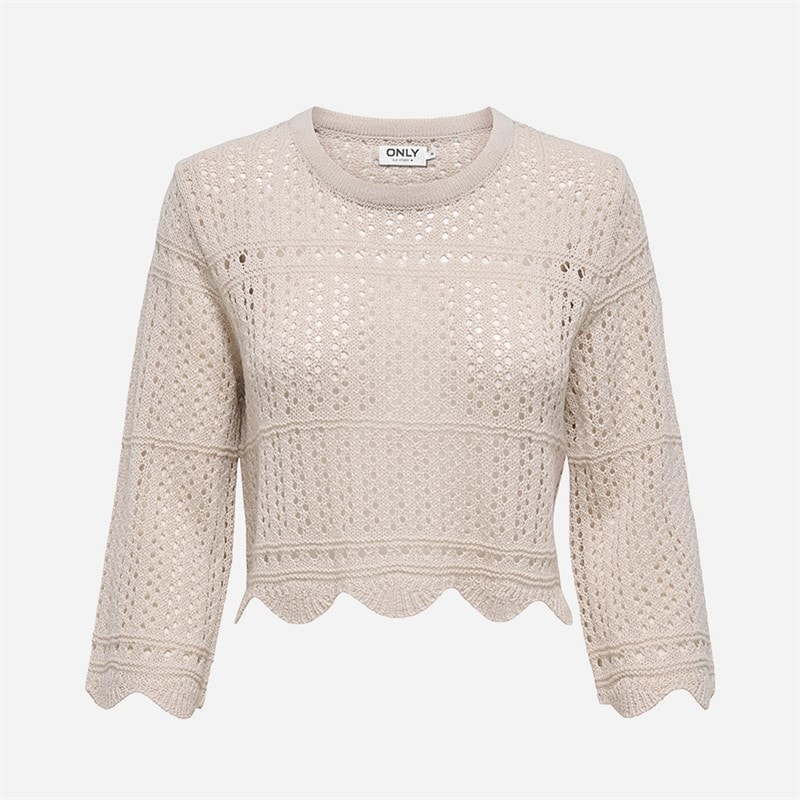 Only Womens Dortmund 3/4 Sleeve Knitwear Top Pumice Stone