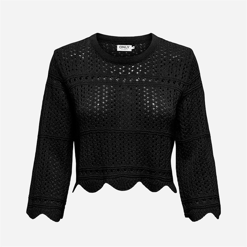 Only Womens Dortmund 3/4 Sleeve Knitwear Top Black