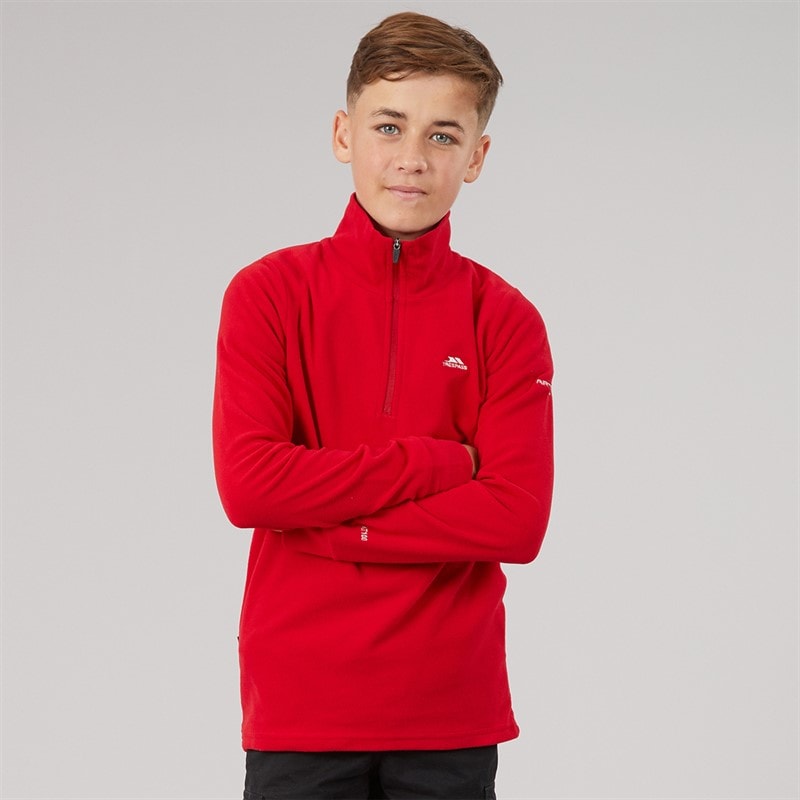 Trespass Junior Boys Masonville 1/2 Zip Micro Fleece Red