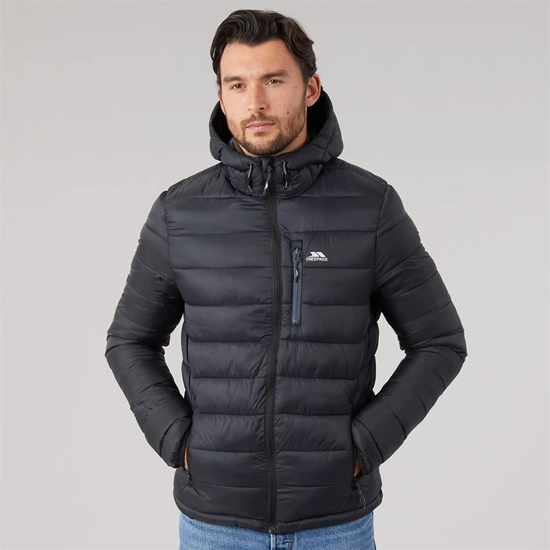 Trespass Mens Mikail Micro Padded Hooded Jacket Black