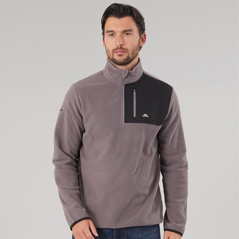 Trespass Mens Mcgeechan 1/2 Zip Micro Fleece Mid Grey