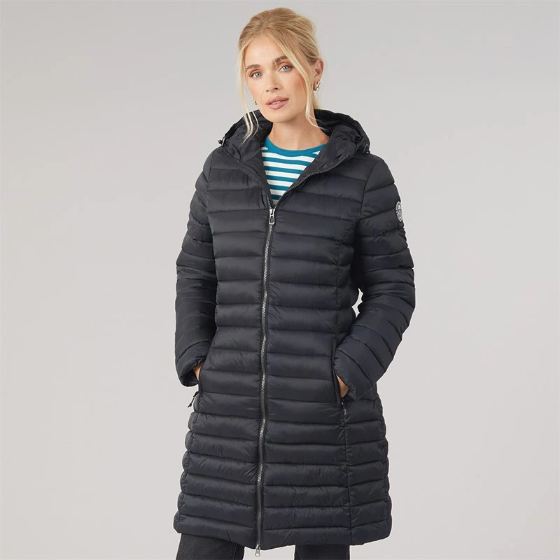 Trespass Womens Briarlea Padded Hooded Long Coat Black