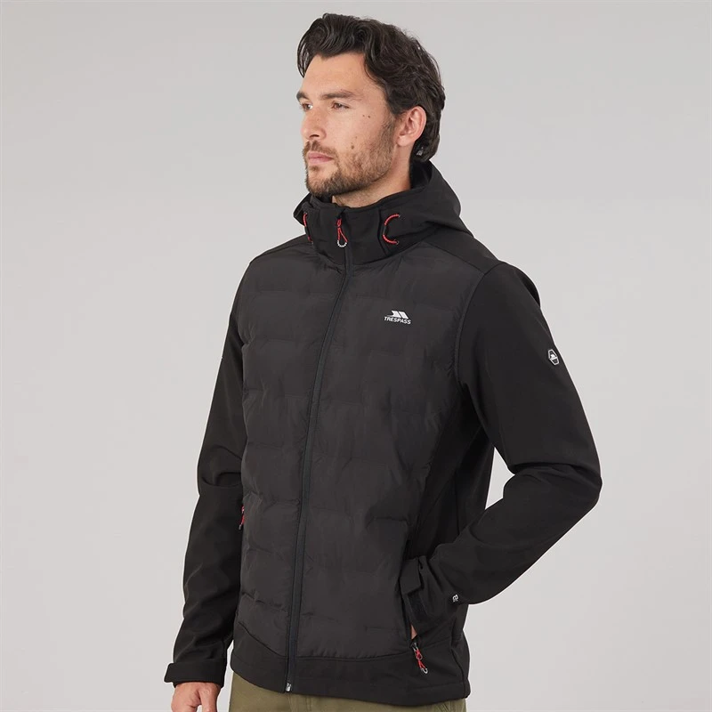 Trespass Mens Alwero Waterproof Padded Softshell Jacket Black