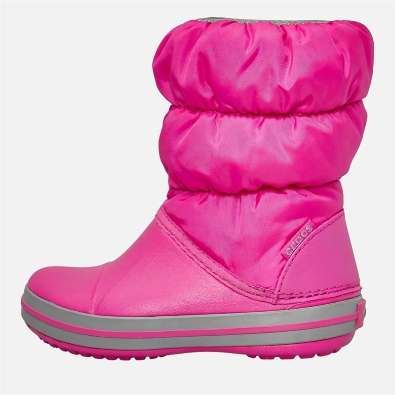 Crocs Kids Winter Puff Boots Electric Pink/Light Grey