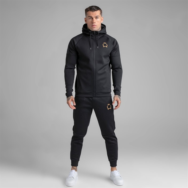 SikSilk Mens Hoodie And Joggers Set Black