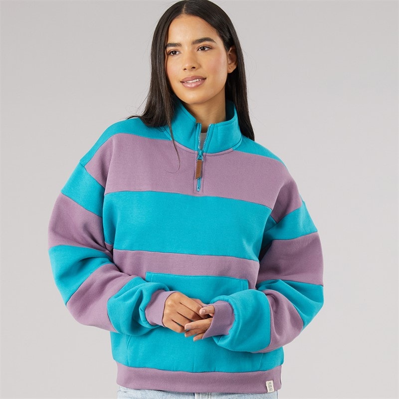 Lagooners Womens Birchden 1/4 Zip Sweatshirt Bluebird/Grape