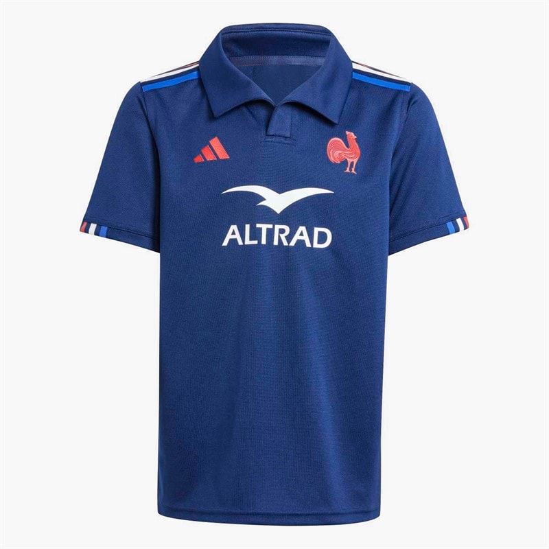 adidas Junior Boys FFR France Rugby 24/25 Home Jersey Dark Blue