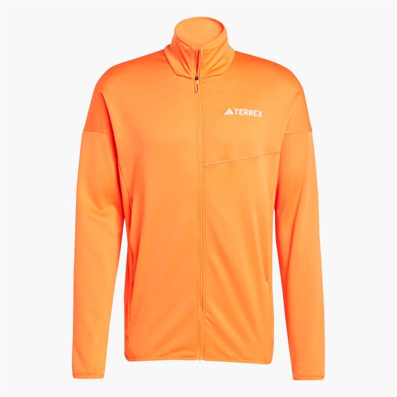 adidas Mens Terrex Xperior Climawarm Full Zip Fleece Jacket Semi Impact Orange