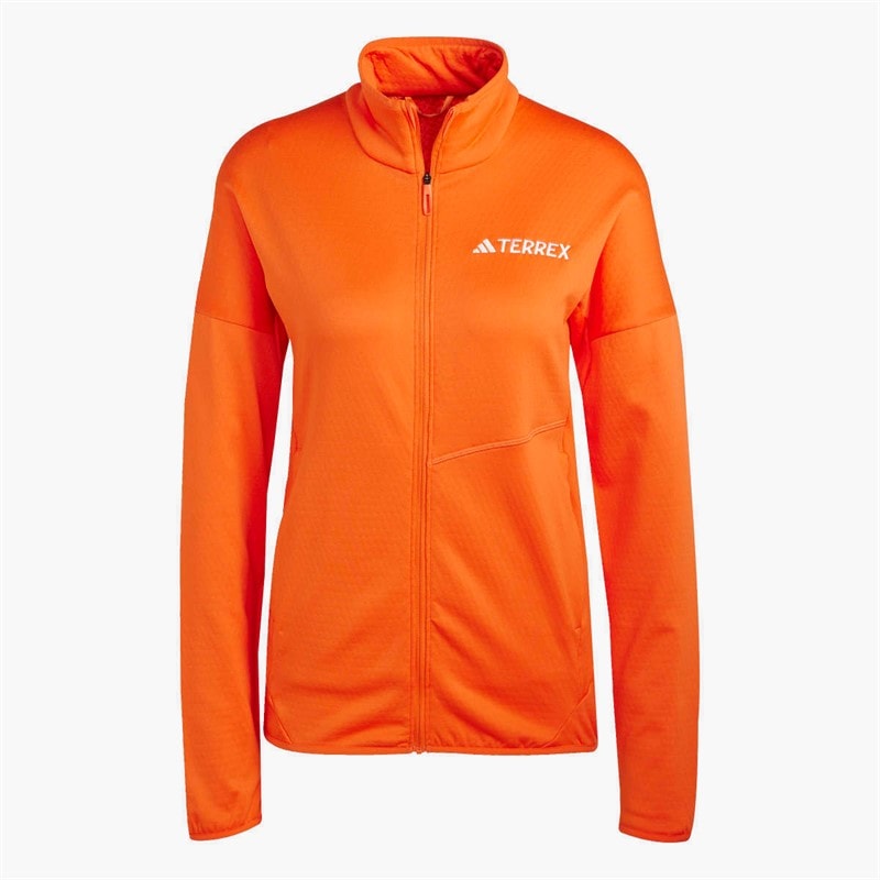 adidas Womens Terrex Xperior Climawarm Full Zip Fleece Jacket Semi Impact Orange