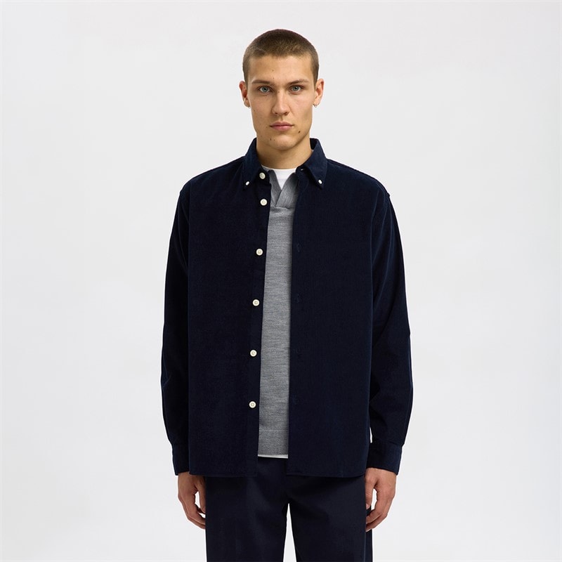 Selected Mens Cole Danni Cord Shirt Sky Captain