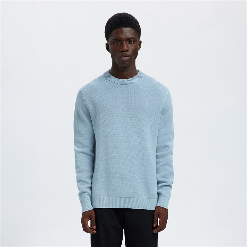 Selected Mens Dane Crew Neck Jumper Dusty Blue