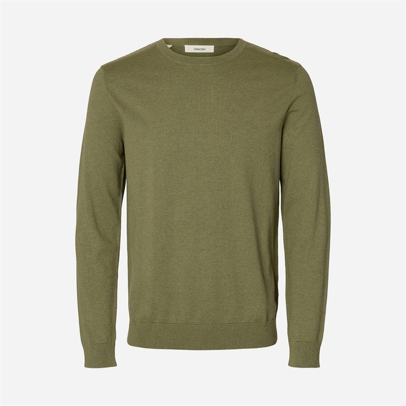 Selected Mens Berg Crew Neck Jumper Deep Lichen Green