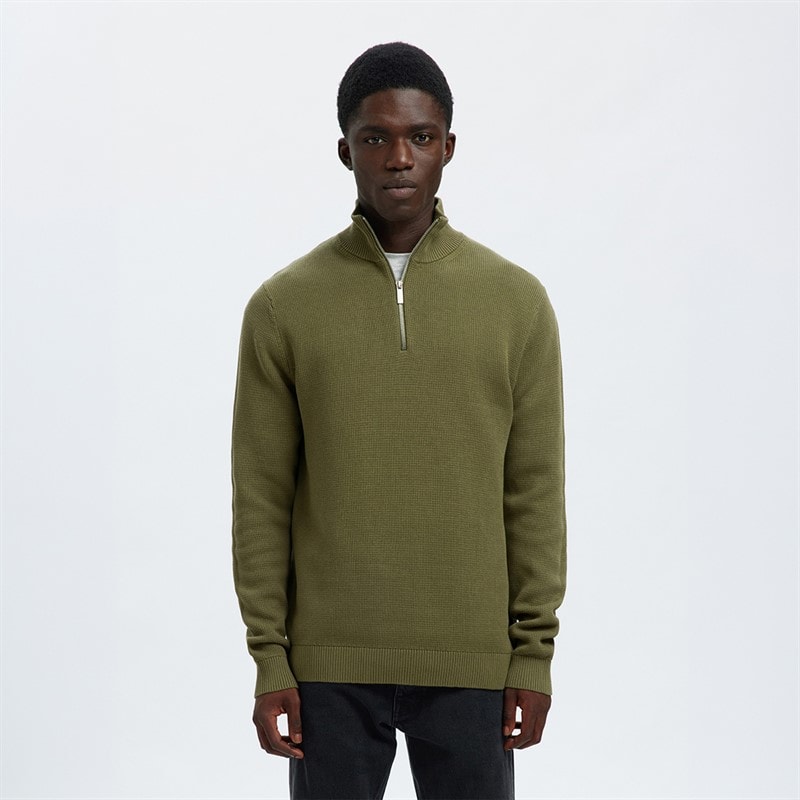 Selected Mens Dane Jumper Deep Lichen Green