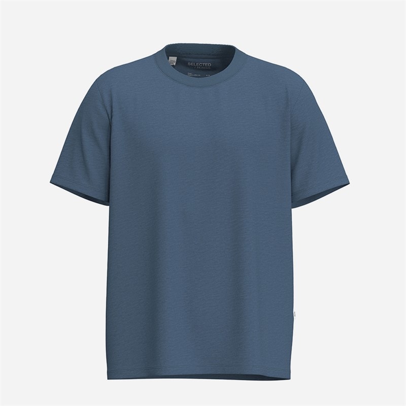 Selected Mens Aspen Slub T-Shirt Blue Mirage