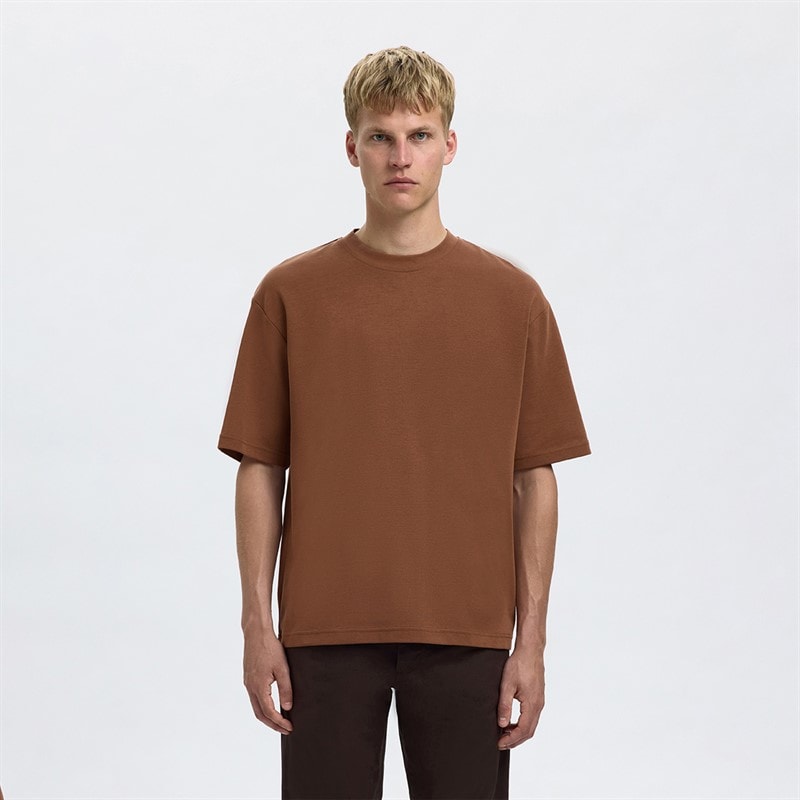 Selected Mens Oscar Slub T-Shirt Soft Silt