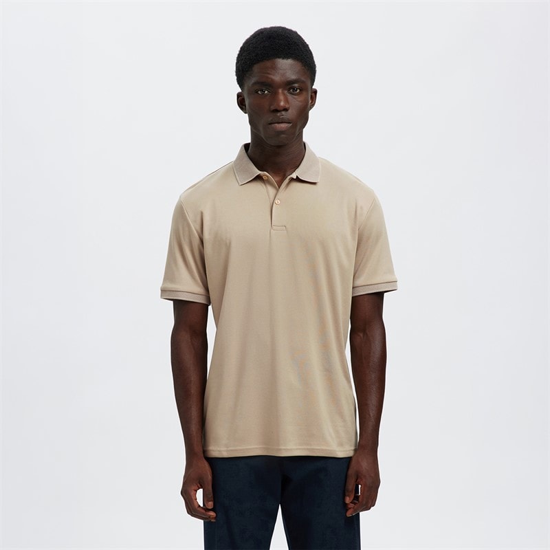 Selected Mens Fave Button Polo Shirt Oatmeal