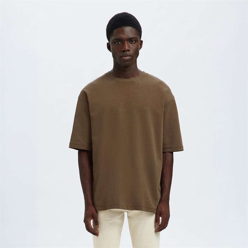 Selected Mens Oscar Slub T-Shirt Chocolate Chip