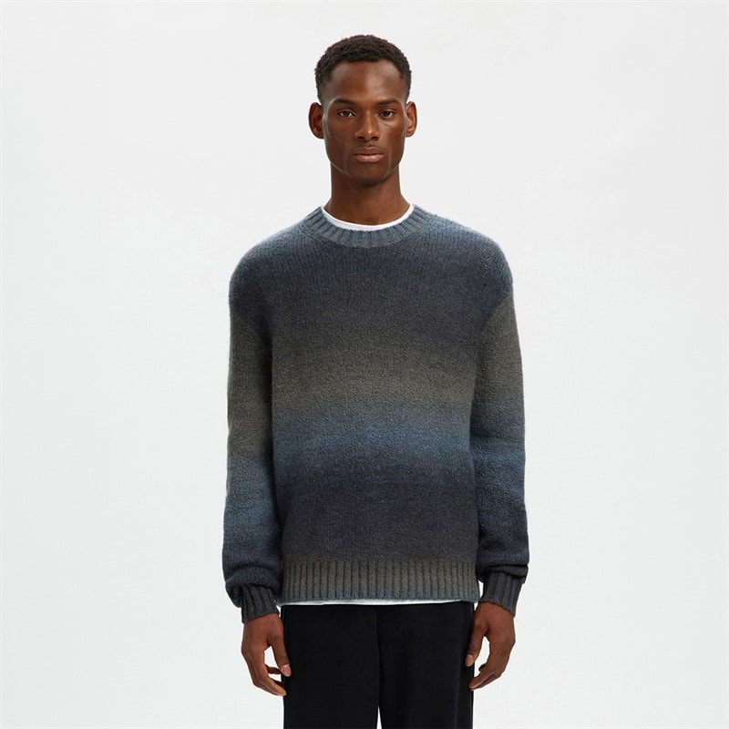 Selected Mens Gaard Relaxed Crew Neck Jumper Sky Captain
