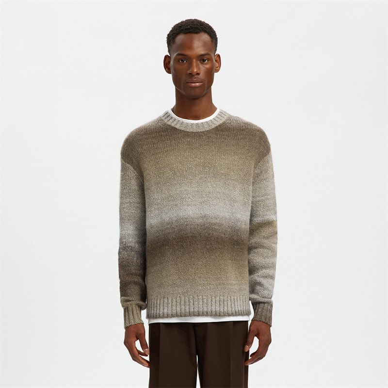 Selected Mens Gaard Relaxed Crew Neck Jumper Chinchilla