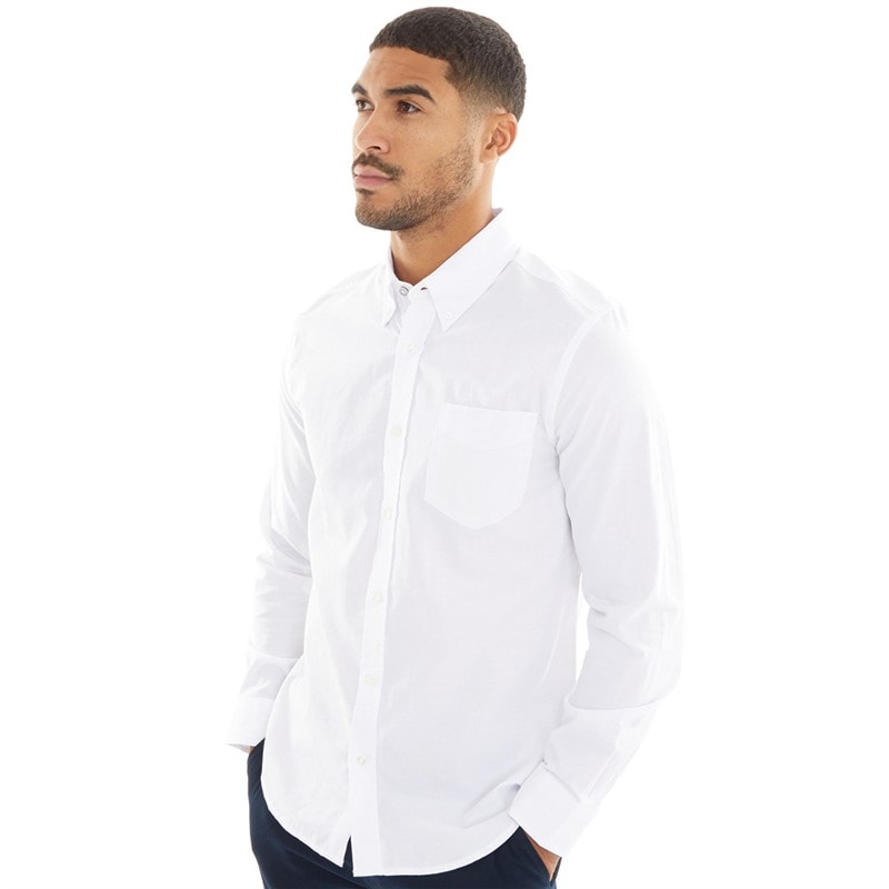 Ben Sherman Mens Long Sleeve Oxford Shirt White