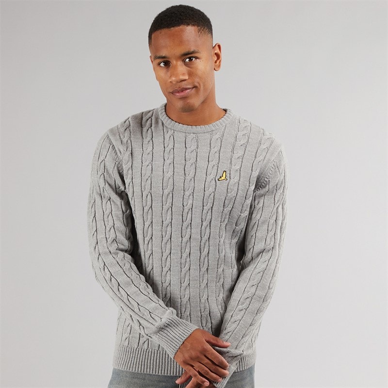 Brave Soul Mens Alliance Crew Neck Jumper Silver Grey Marl