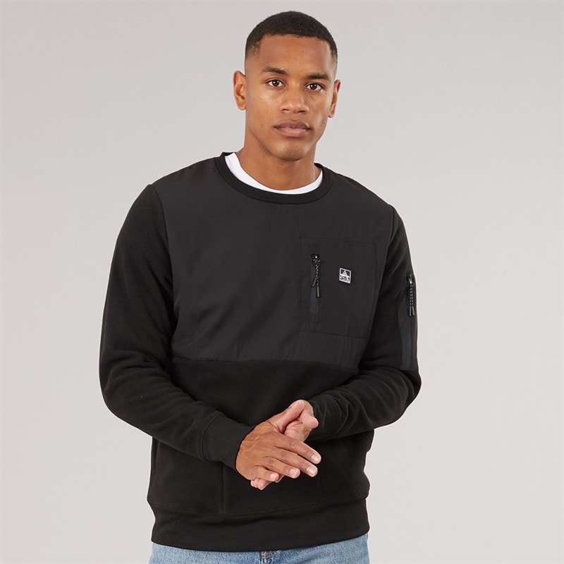 Brave Soul Mens Spartan Sweatshirt Jet Black/Jet Black