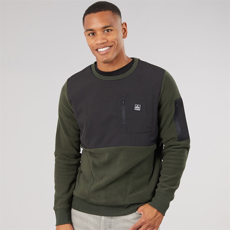 Brave Soul Mens Spartan Sweatshirt Khaki/Jet Black