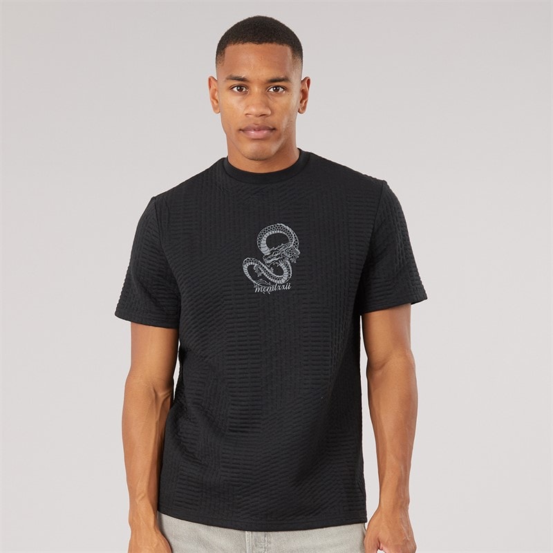 Brave Soul Mens Tremont Oversized Fit Crew Neck T-Shirt Jet Black