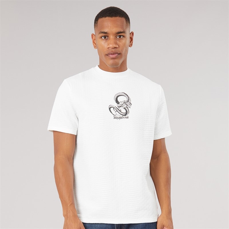 Brave Soul Mens Tremont Oversized Fit Crew Neck T-Shirt Cream