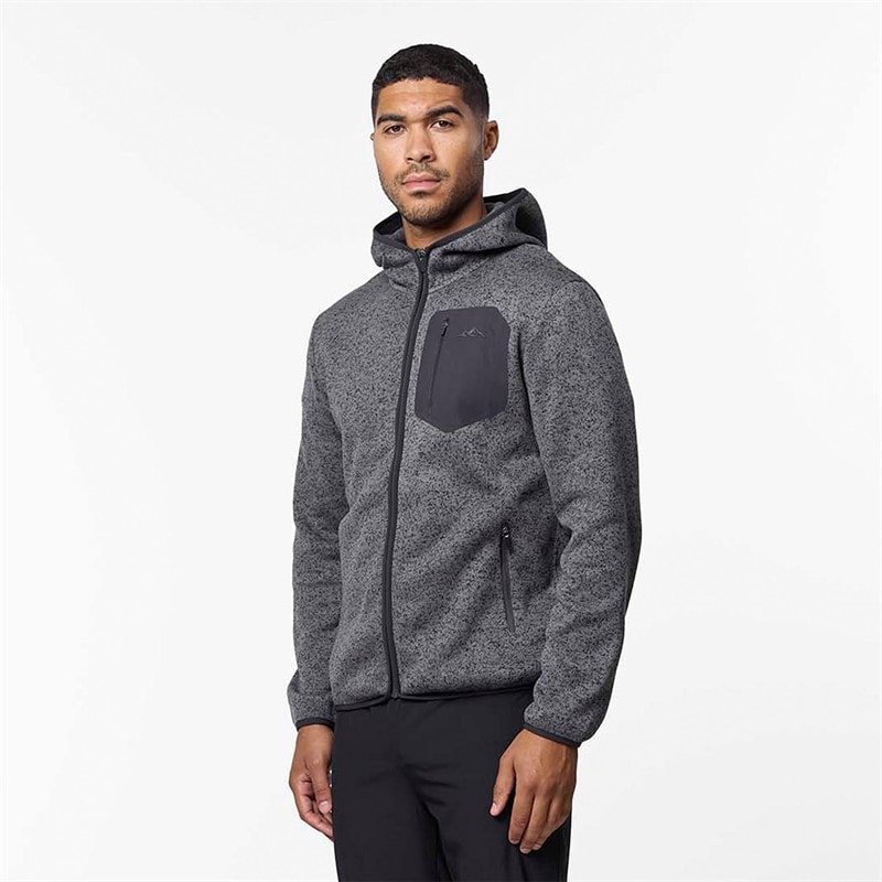 Closure London Mens Heat Seal Tech Knit Hoodie Mid Grey