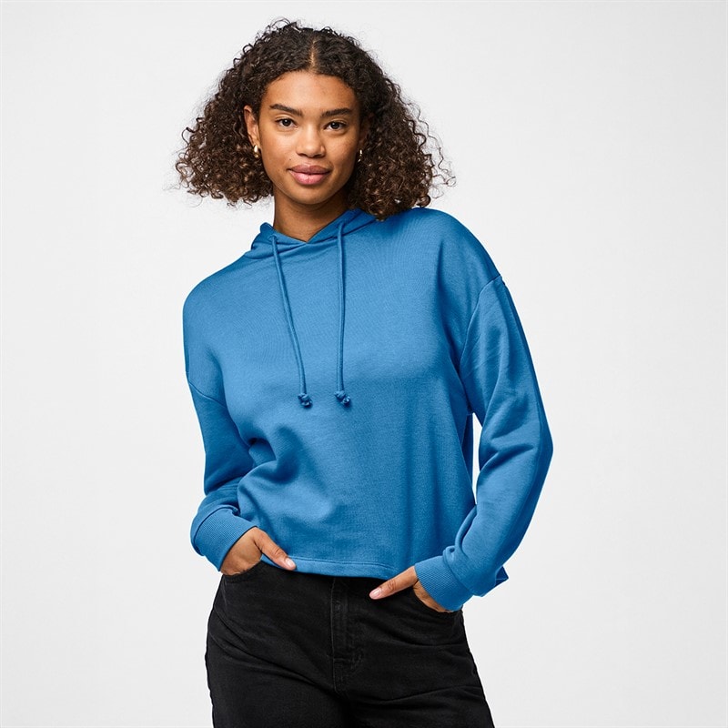 Pieces Womens Chilli Long Sleeve Hoodie Azure Blue