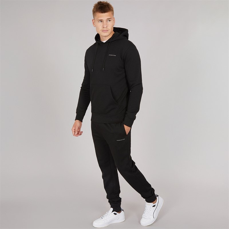 Crosshatch Mens Chelmere Hoodie And Joggers Set Black