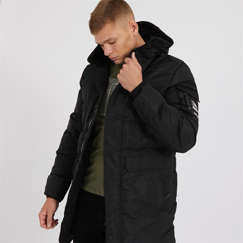 Crosshatch Mens Milwaka Long Jacket Black