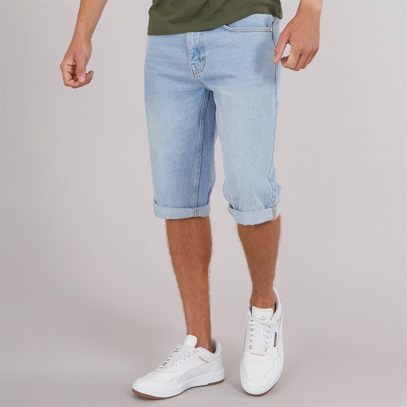 Crosshatch Mens Tillforth Baggy Denim Shorts Light Wash