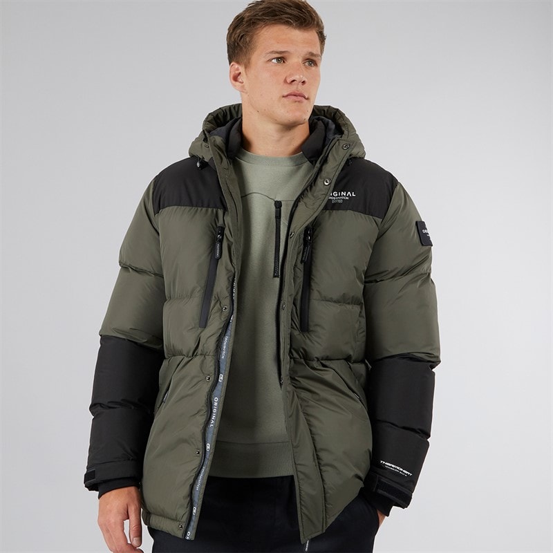 Crosshatch Mens Squadage Panel Jacket Olive