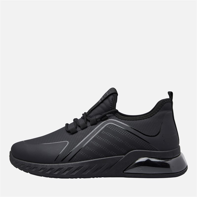 Crosshatch Mens Clarington Trainers Black Mono