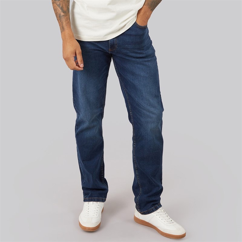 Duck and Cover Mens Rushawn Relaxed Fit Jeans Dark Wash
