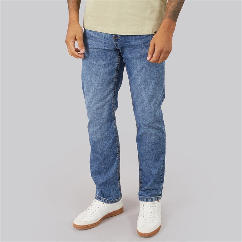 Duck and Cover Mens Janstar Straight Fit Jeans Stonewash