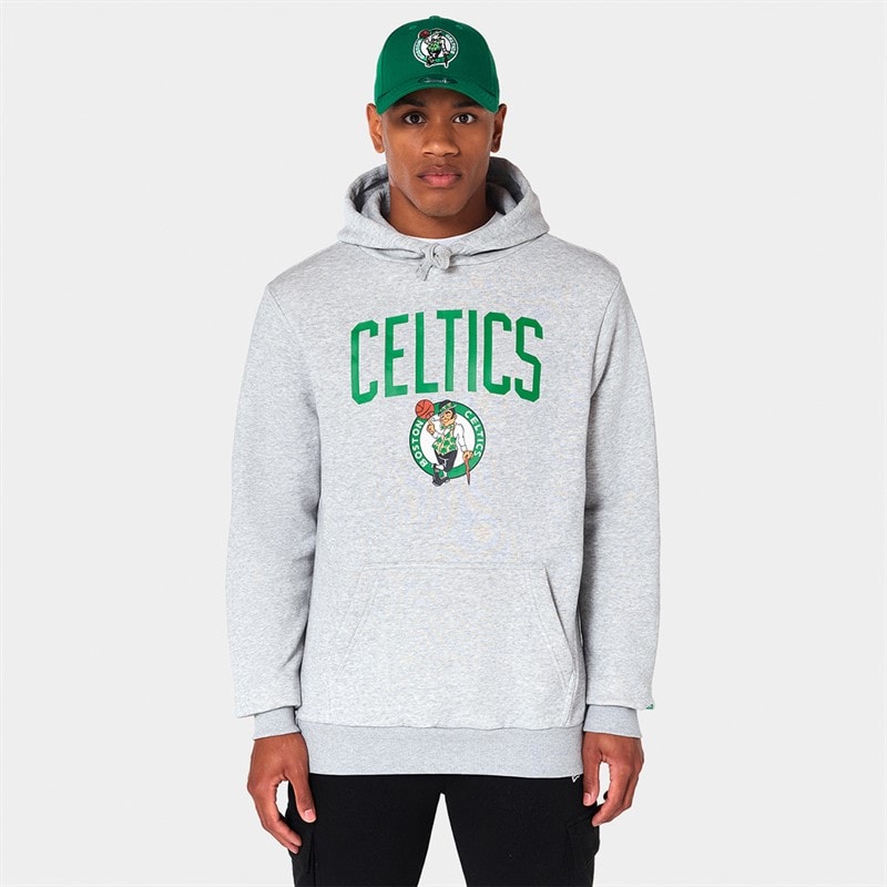 New Era Mens Boston Celtics Hoodie Heather Grey