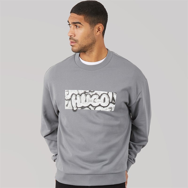HUGO Mens Newirex Sweatshirt Medium Grey