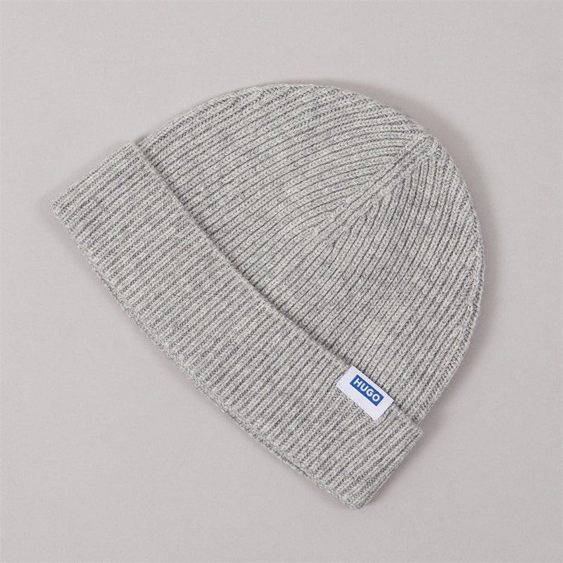 HUGO Mens Xiav Beanie Open Grey
