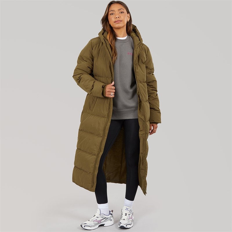 Bench Womens Eli Maxi Length Waterproof Jacket Dark Olive