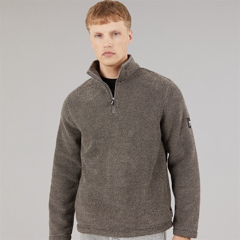 Bench Mens Trevyn 1/4 Zip Funnel Neck Fleece Dark Grey/Black